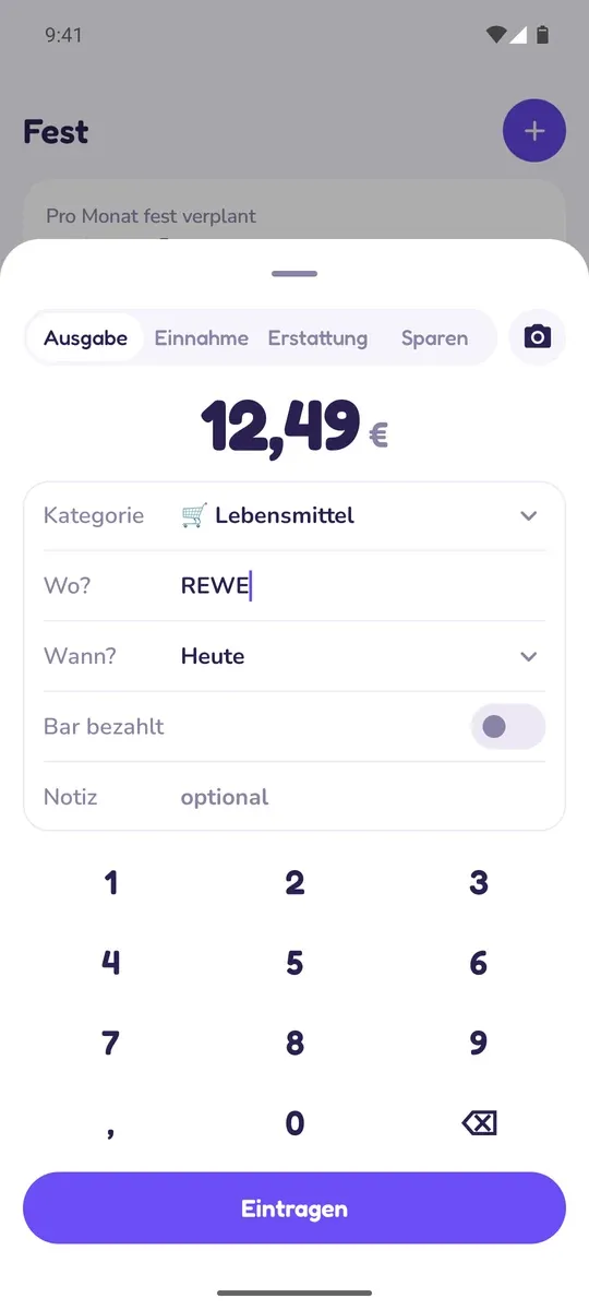 Ausgabe in Sekunden eintragen